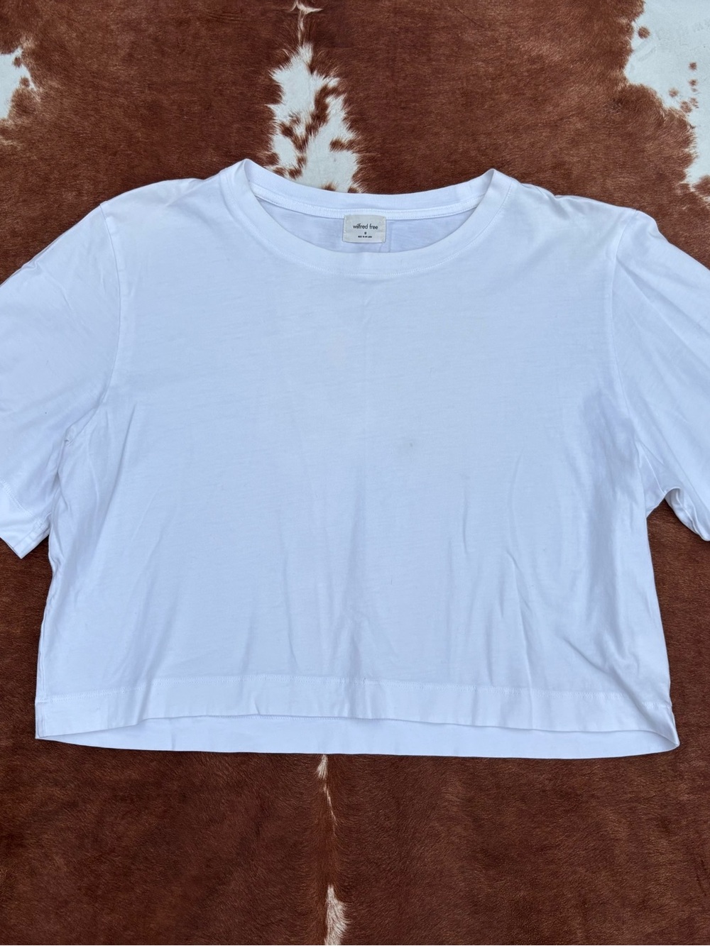 Aritzia Wilfred White Cropped Boxy Crewneck Tee